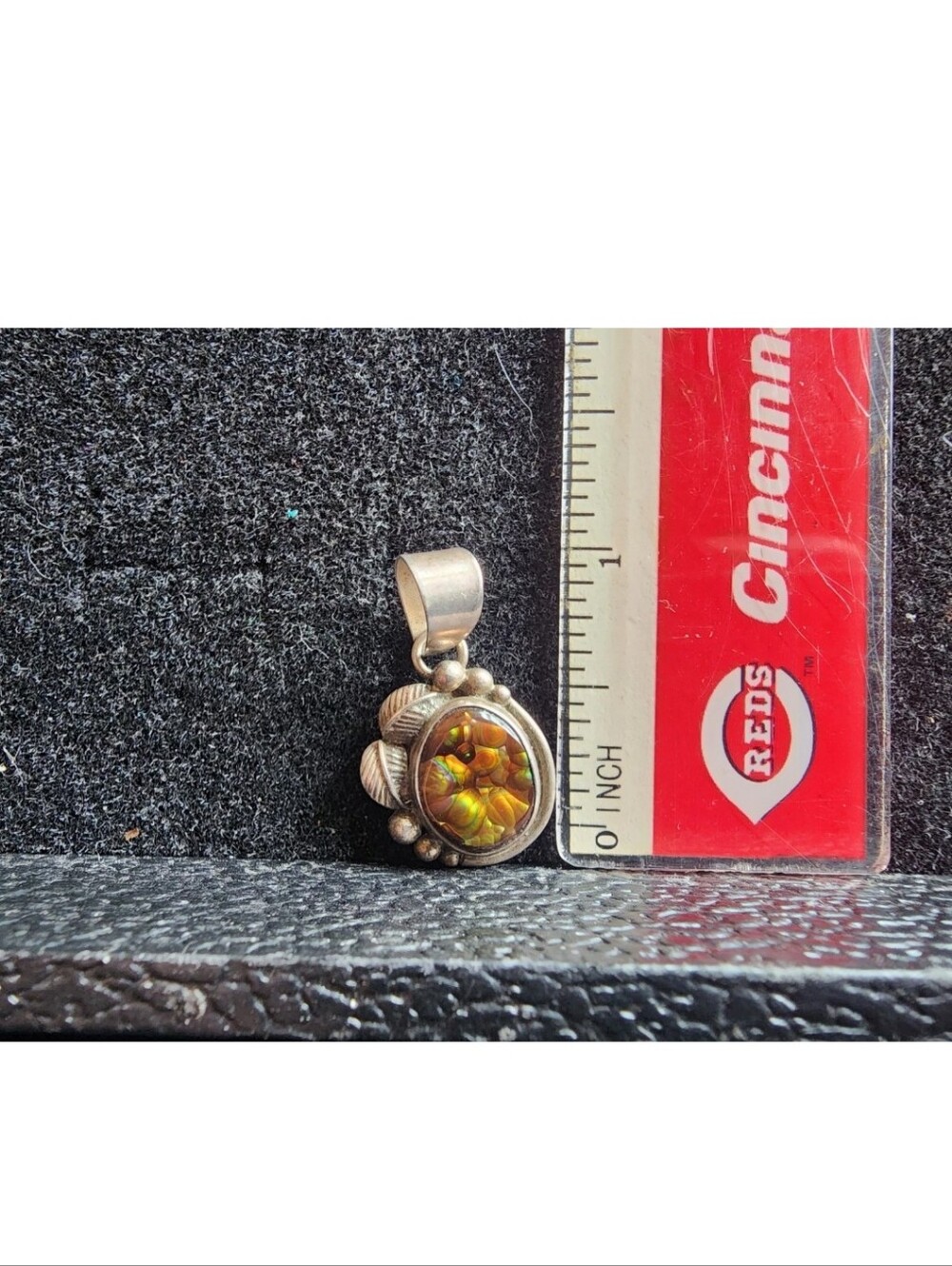 Vintage Sterling Silver/Fire Opal Necklace Pendant Marked/Tested Signed Holli #2